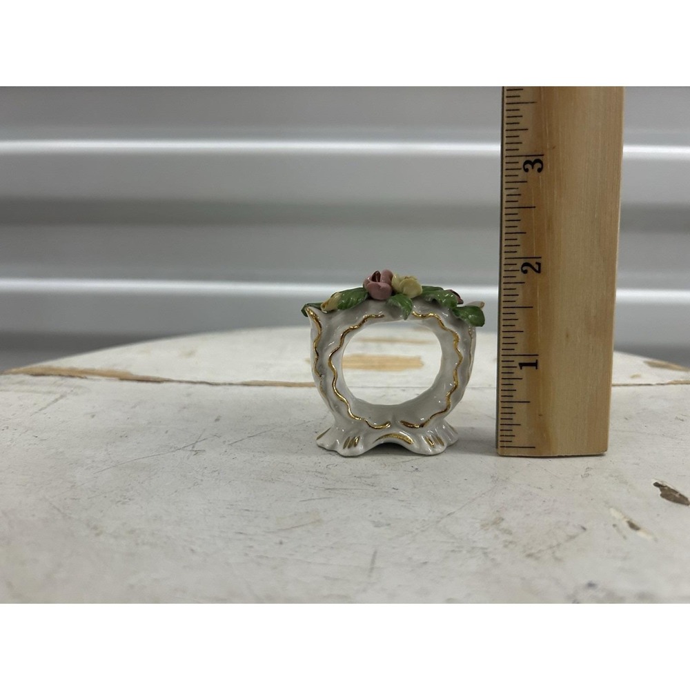 Dresden Rose Porcelain Ceramic Napkin Ring Set of 6 - Picture 2 of 6